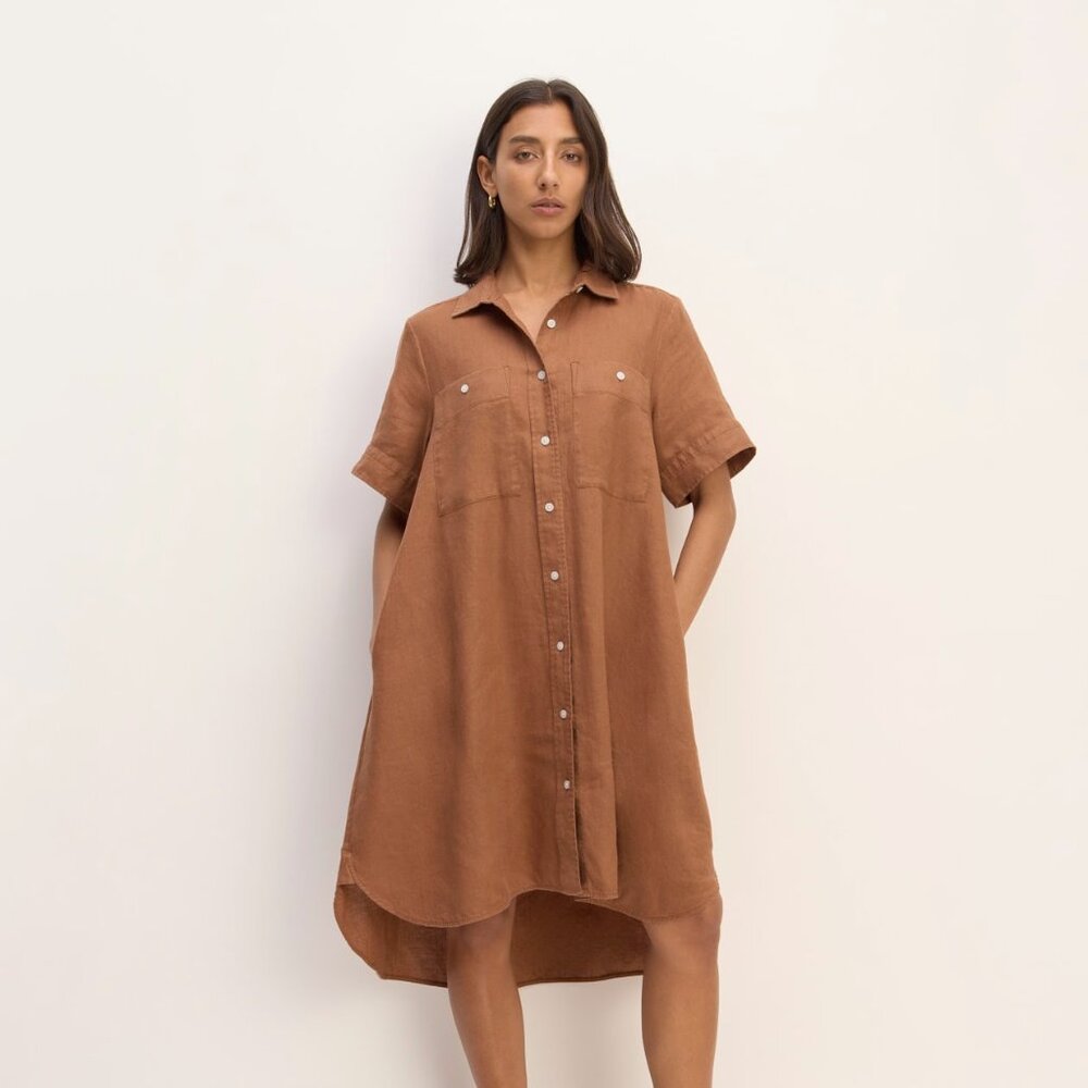 Everlane Daytripper Dress in Linen, XS, Carob Brown, EUC